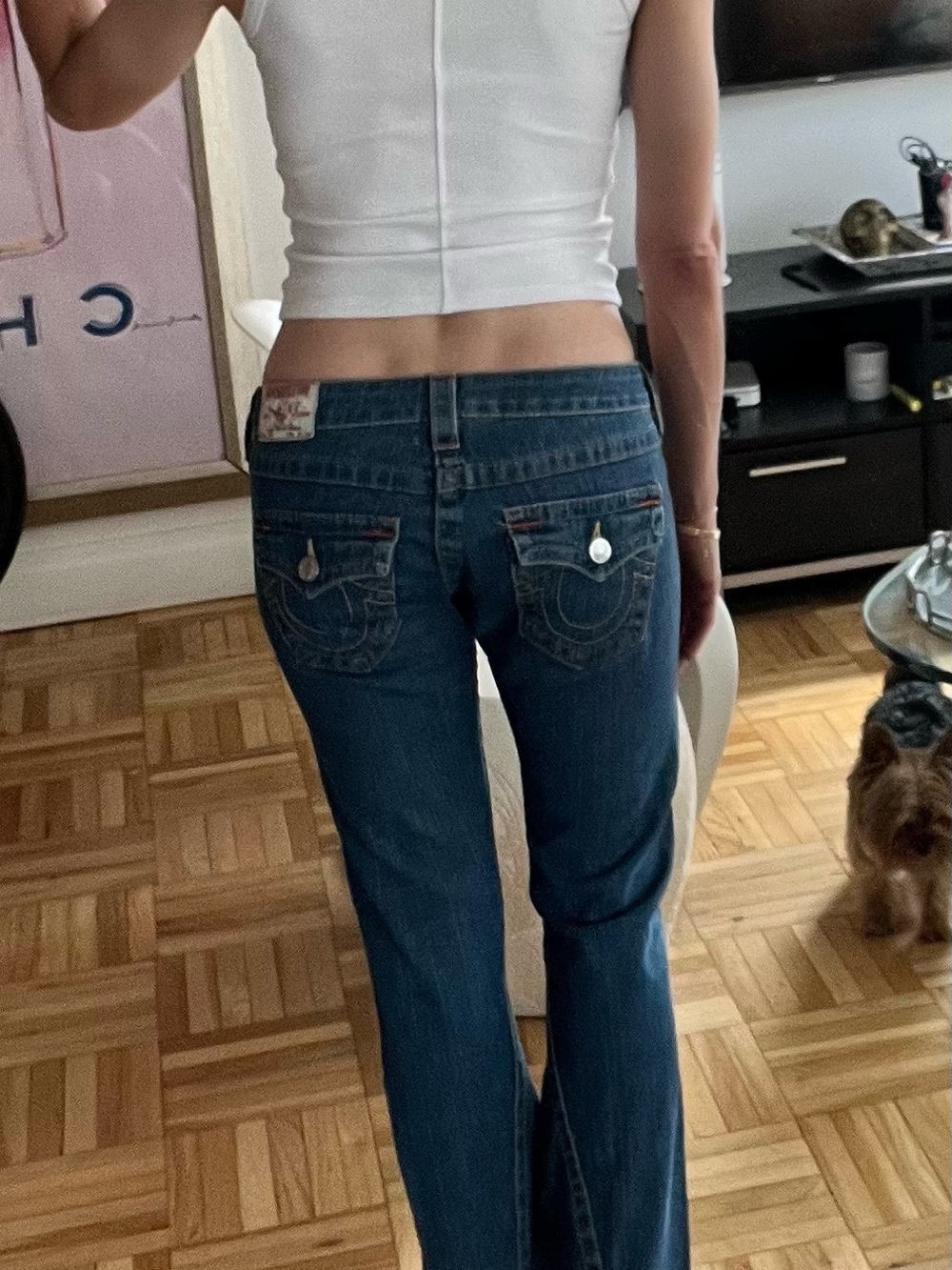 True Religion Brand Jeans Bootcut Low Rise Dark Wash Size 26 Made in USA Y2K